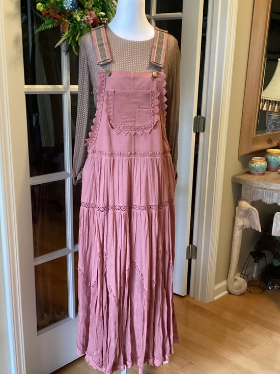 Free People Dresses & Skirts - Free People Dusty Rose Pink Cotton Maxi Skirt Overalls